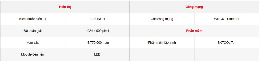 Thông số sản phẩm HMI SAMKOON SK-102QS-G